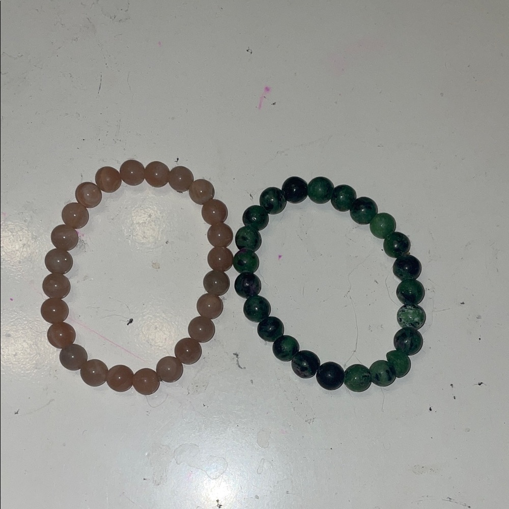 Elegant Green and Brown Beaded Bracelet Set